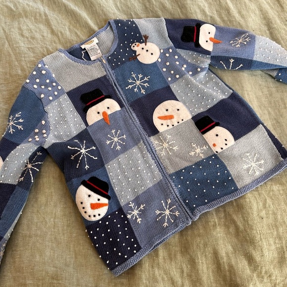 Vintage Talbots Festive Snowman Sweater size medium - Picture 7 of 8